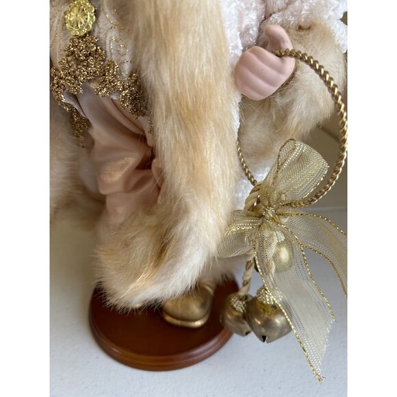 Luxury Victorian Santa Claus With Faux Fur Trim Coat Gold Accents & Gift Bag - Picture 9 of 9